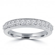 0.70 ct Ladies Round Cut Diamond Wedding Band Ring With Millgrain Edge 